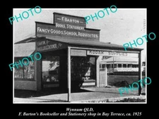 OLD 8x6 HISTORIC PHOTO OF WYNNUM QLD BARTONS BOOK SHOP BAY Tce c1925