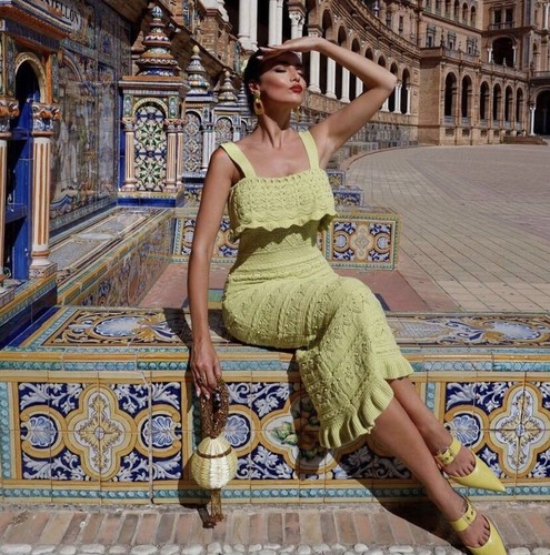 Long Knit Lime Dress ZARA NEW | eBay