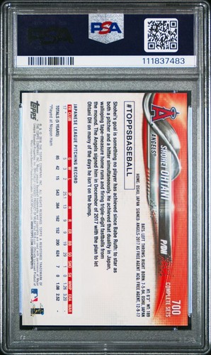 PSA 9 Mint 2018 TOPPS COMPLETE SET #700 SHOHEI OHTANI RC RETAIL Dodgers 🔥 🙋 - Picture 2 of 2