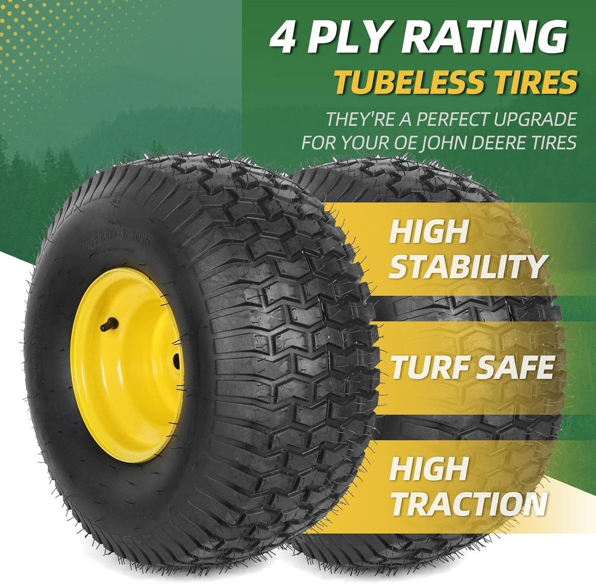 Roues Et Pneus 20 Pouces Tubeless Pour Tondeuse John Deere - Haute Performance