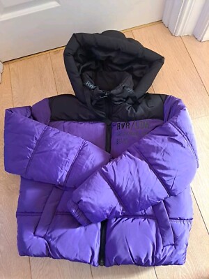 RIVER ISLAND Purple And Black Puffa With Hood. Size12