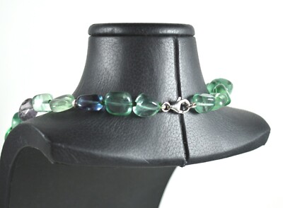 Collier à Degrés En Fluorite Verte Et Argent 925 - Marque Samarcanda, Longueur ~52 Cm, Neuf
