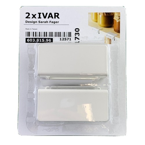 IKEA IVAR Shelf Label Holder, White, Metal, 2 Pack, Organization 603.