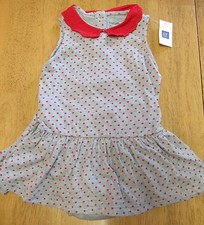NWT BABY GAP Gray with Red Stars COTTON KNIT 2 pc DRESS SET 6-12 MO
