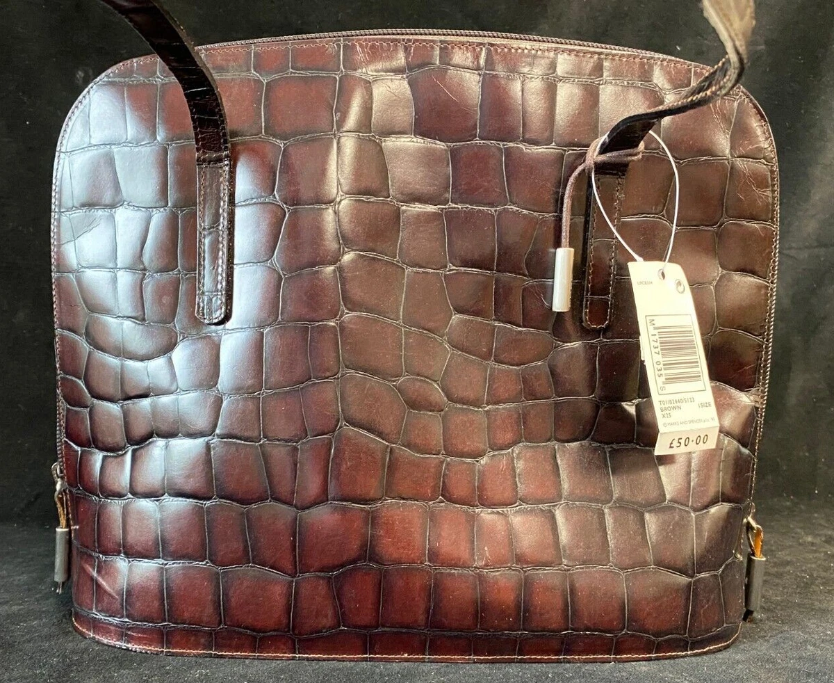 Brown croc shoulder bag new arrivals