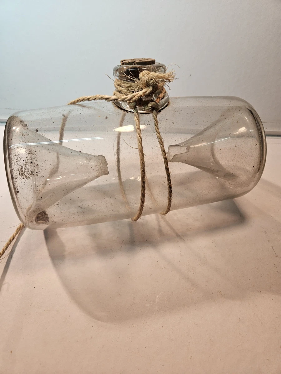 Ancienne Goujonnière Bouteille à Vairons Verre Soufflé Pêche