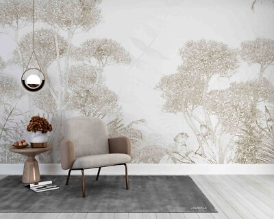 3D Beige Tree Self-adhesive Removeable Wallpaper Wall Mural