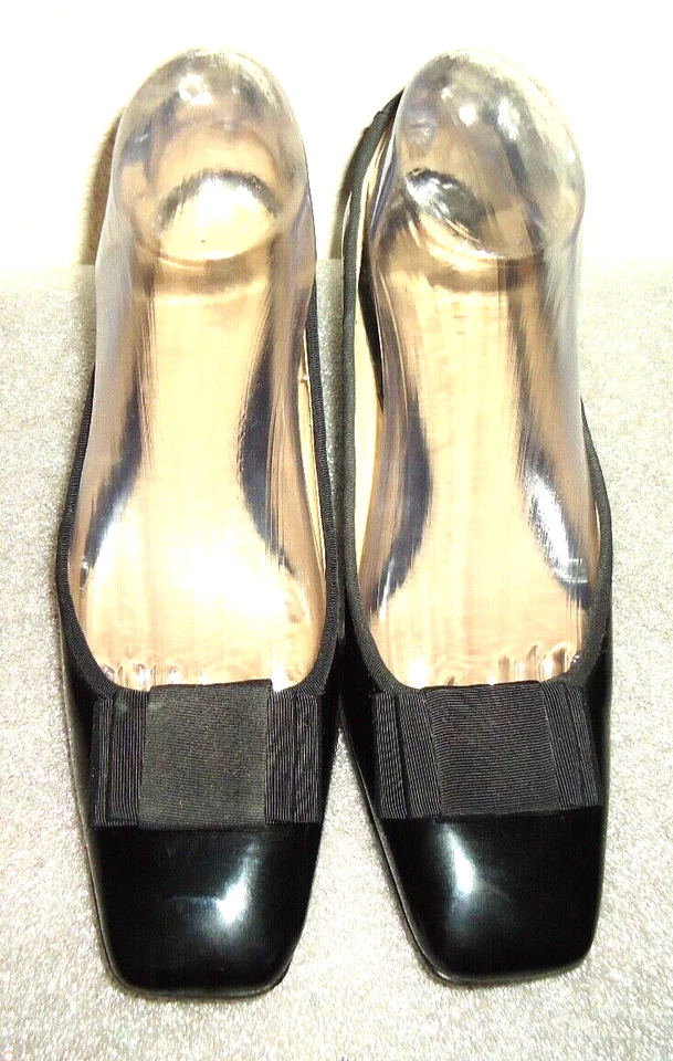 Zapatos Arcos De Colección Años 60-70 AMALFI BY RANGONI Puntera Cuadrada Cuero Negro Talla-8AA/38 Foto 2 de 4