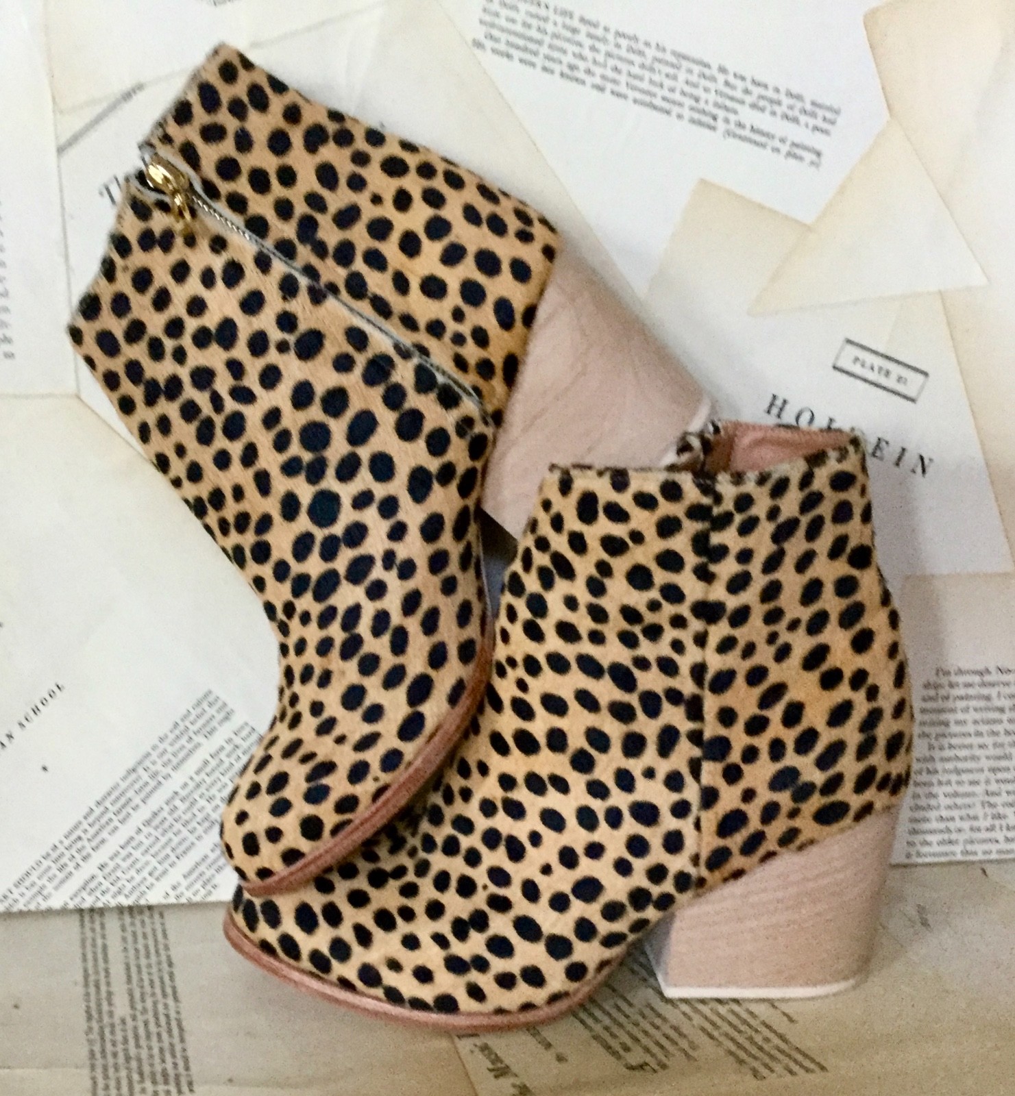 Anthropologie Ceri Hoover Ботильоны Pony Leopard Tan black на блочном каблуке 7 НОВИНКА