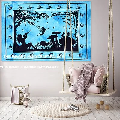 Tapisserie Murale Turquoise Fairy Land Affiche Textile Bohème Plage - Photo 1/2