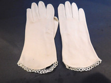  DESIGNER LADIES BEIGE NYLON DRESS GLOVES UNLINED SZE 6.5