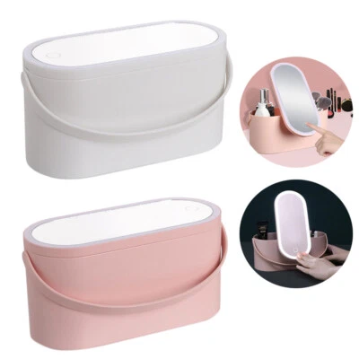 DREAM-HOMELAND Cosmetics Box - Jewelry & Makeup Storage Train Case with LED Light & Mirror Lid