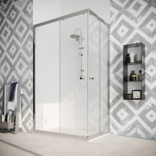 BOX DOCCIA 70x70 vetro 8 mm CABINA angolare apertura scorrevole lusso QUERCIA