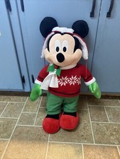 Gemmy Disney Mickey Mouse Santa Large 22 Standing Christmas Porch Greeter Plush