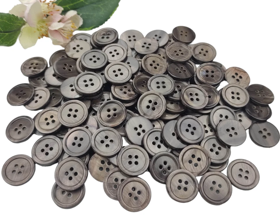 2 Knöpfe rund Perlmutt 20mm anthrazit schwarz Muscheln Rand Knopf Jacke Damen - Bild 2 von 4