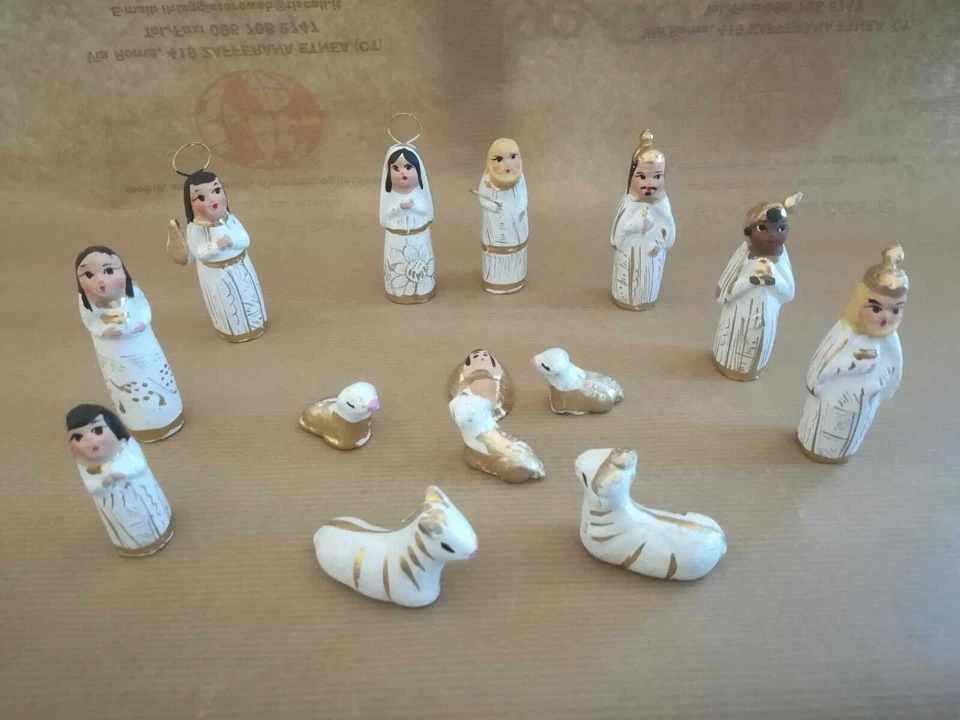 Presepe terracotta messicano colore bianco e oro - Immagine 4 di 4