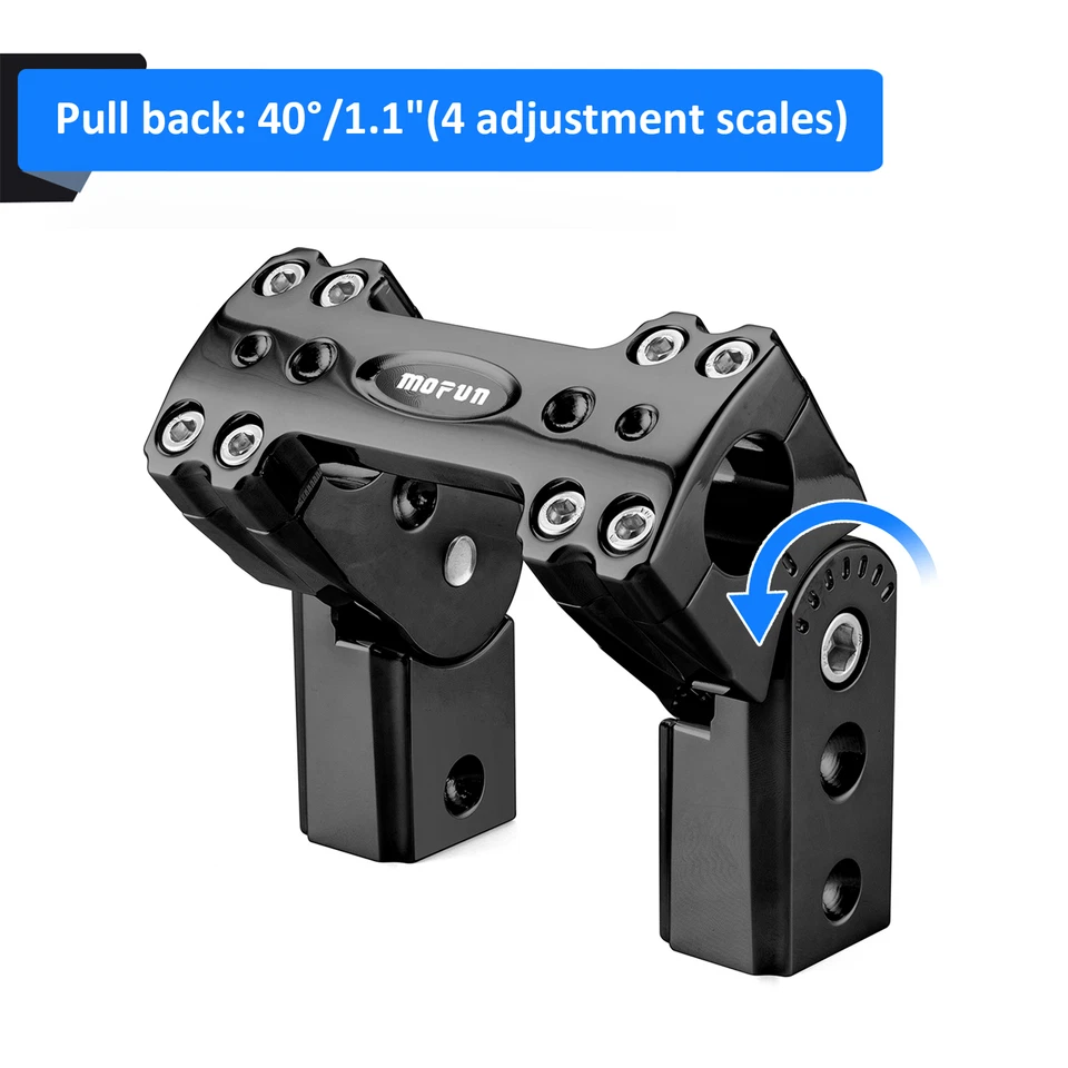 Black 4" Tall Adjustable Pullback Handlebar Riser For Harley-Davidson 1" Clamp - Image 4 of 4