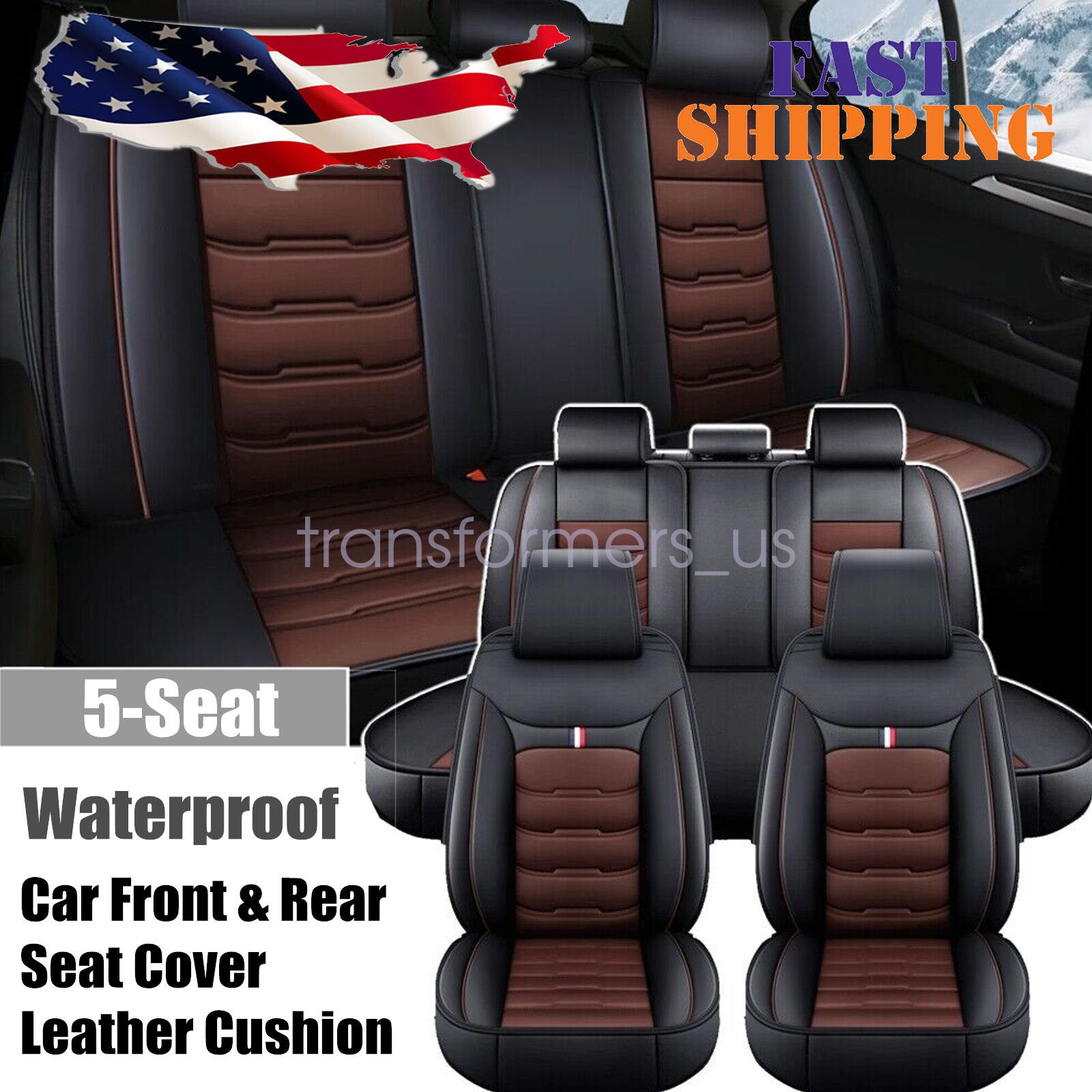 Car Seat Cover Full Set Leather Front & Rear Cushion Waterproof  NEW For Nissan-image