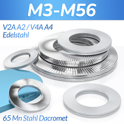 Sicherungsscheiben Keilsicherungsscheiben M3-M56 Mn65 Dacromet/Edelstahl V2A V4A