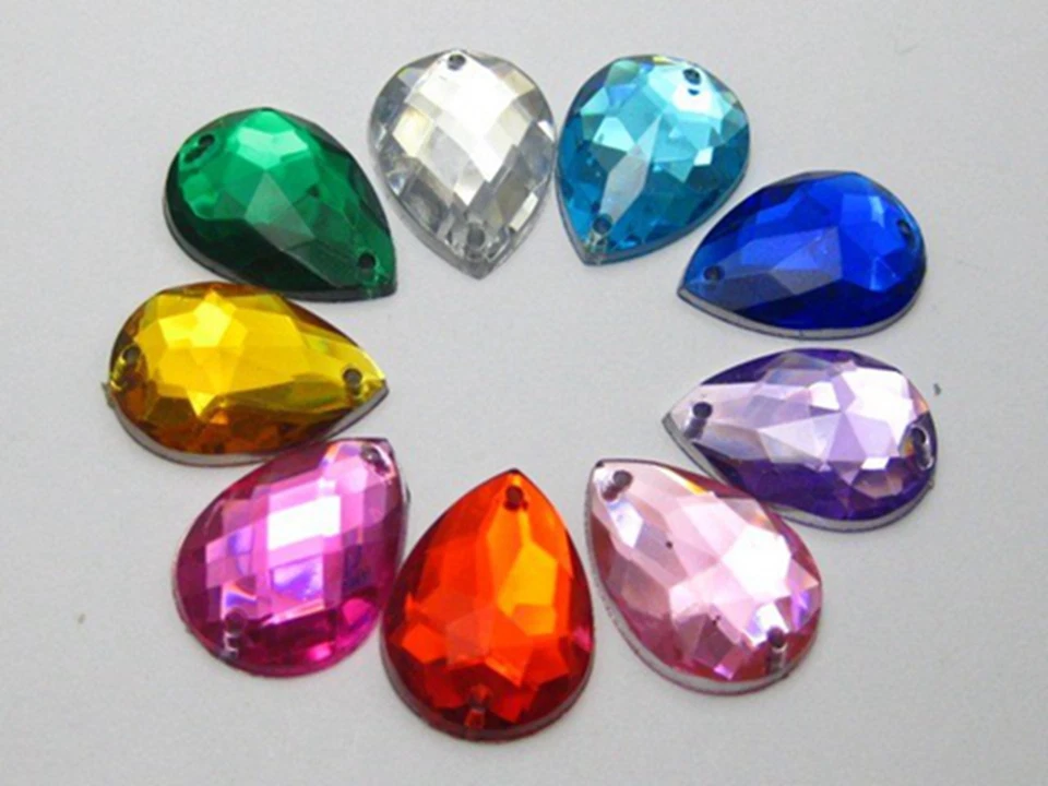 100 Плоская поверхность акриловый слезоточивый шитья со стразами драгоценный камень кнопка 18 мм шить на бисер - Изображение 3 из 4