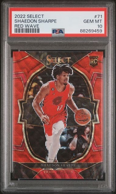 2022-23 Panini Select #71 Shaedon Sharpe Red Wave RC PSA 10 GEM MT Rookie