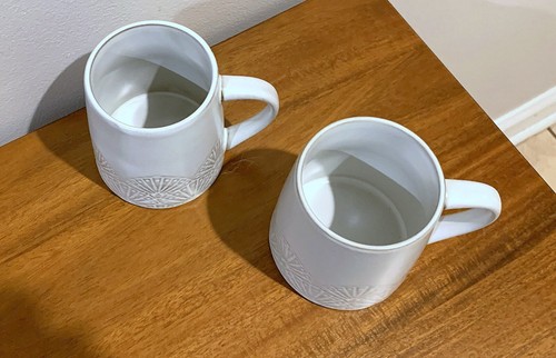 Hearth & and Hand Magnolia TWO Etched Fan Stoneware Coffee Mug Tea Cup NEW 2021 - Picture 4 of 5
