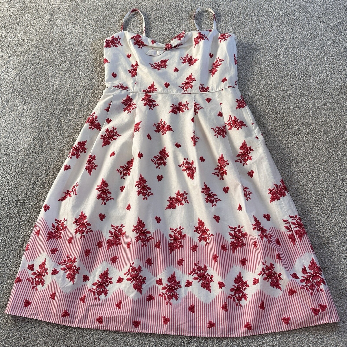 loft red and white dress Loft red sleeveless dress with an embroidered boho