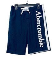 Abercrombie  Fitch Swim Trunk Board Shorts Men's Size S Navy Blue Spell Out