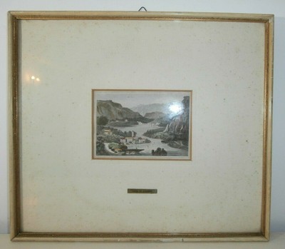 Antica Incisione Lago Di Lugano Acquaforte Colorata Con Cornice Ebay