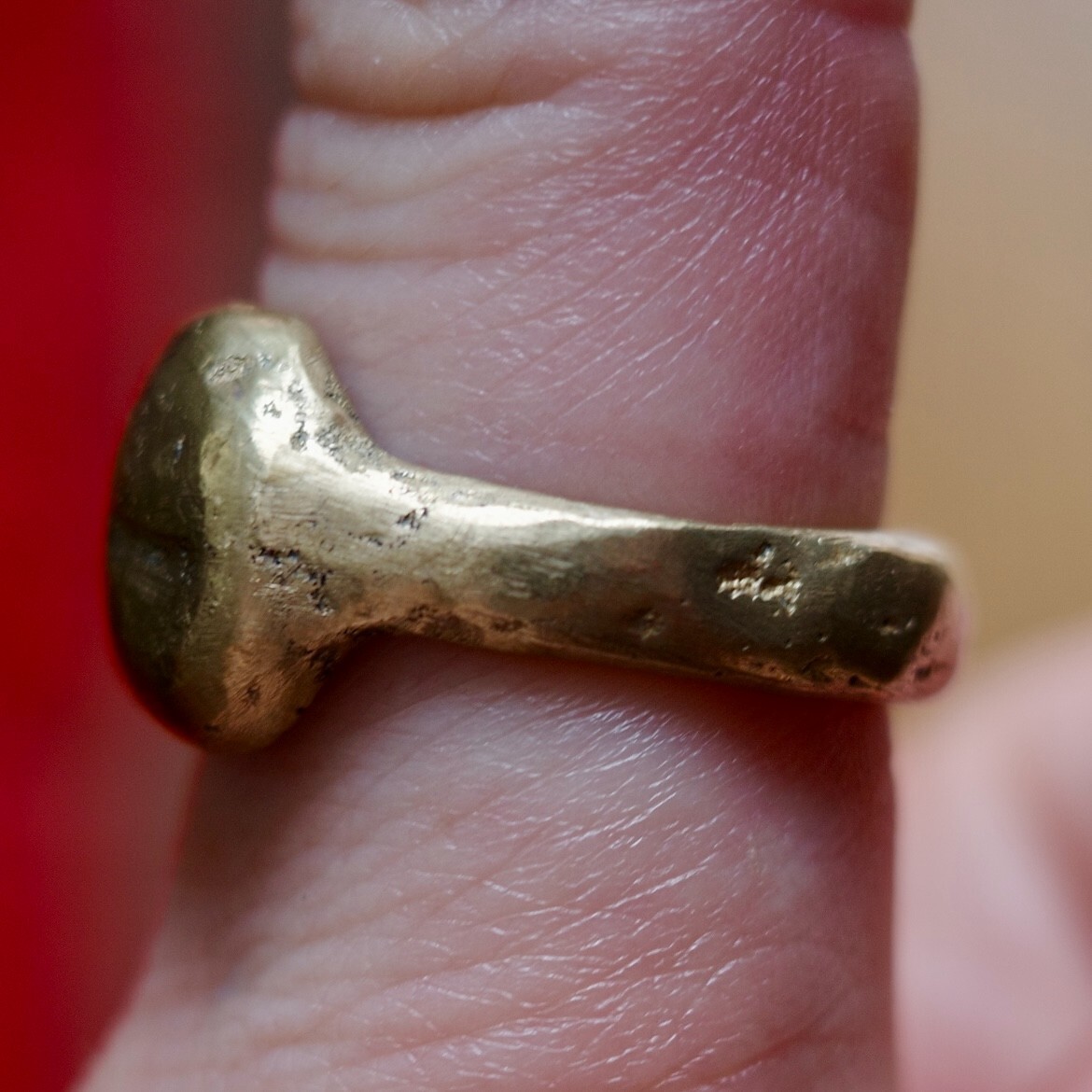 Beautiful unique brass ring, rustic, primitive, h… - image 5