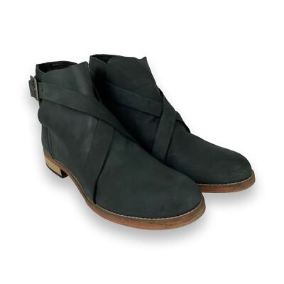 Free People Las Palmas Black Leather Buckle Ankle Boots