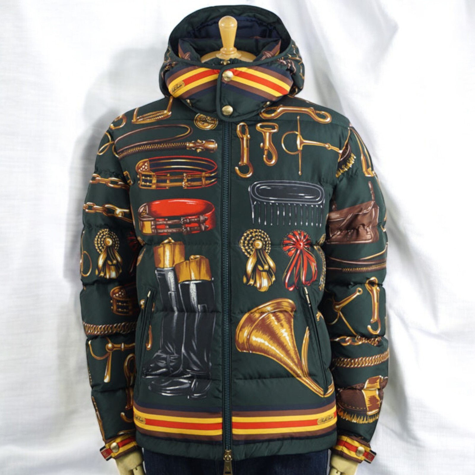 Ralph Lauren Purple Label highest grade Equestrian Down Jacket harness Print image 6