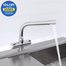Modern Mono Kitchen Sink Mixer Tap Swivel Spout Chrome Twin Handle Control