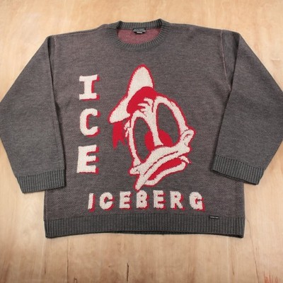 ICEBERG HISTORY ディズニーコラボ ニット ドナルド3兄弟 M vtg 90s ICEBERG History embroidered Donald Duck acrylic sweater