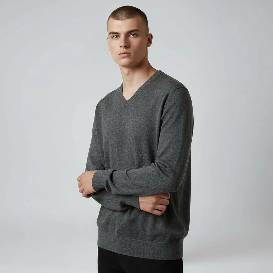 Men's Banana Republic Gray V-Neck Pullover Sweater Size Large Silk Cashmere