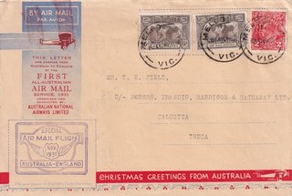 Australia 1931 First Flight Cover to India (p2430)