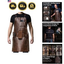 Bonded Leather Apron for Men, Chef  Grilling Apron, Cross-Back