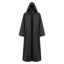 Unisex Halloween Hooded Cloak Knight Costume Cape Medieval Robe Cosplay Outfit