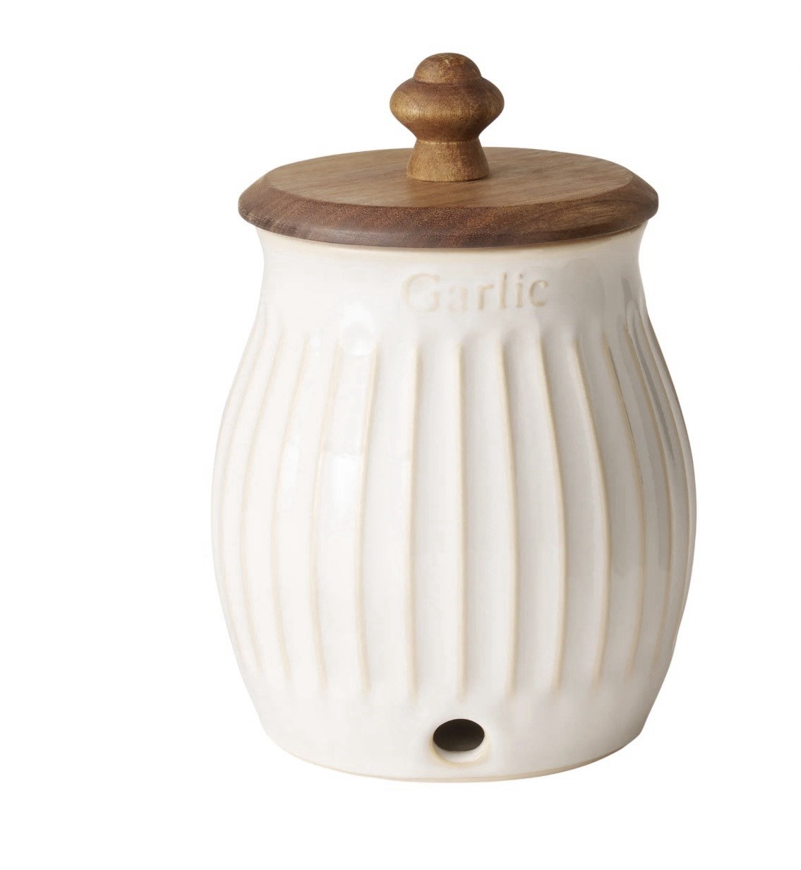 Pioneer Woman Colette Stoneware Garlic Keeper, White