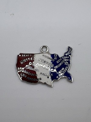 Sterling Silver Wells Enamel US Named Cities Charm God Bless America