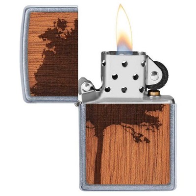 Zippo Gift Set Street Chrome Finish Windproof Lighter and Bottle