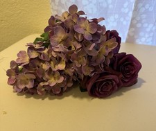 Artificial Purple Hydrangea and Rose Fabric Flower Stems/Sprays
