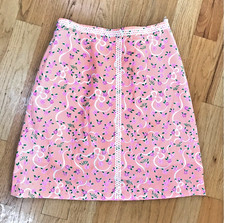Lilly Pulitzer Vintage 1970s Skirt Bright Colorful Orange Novelty Printed Ribbon