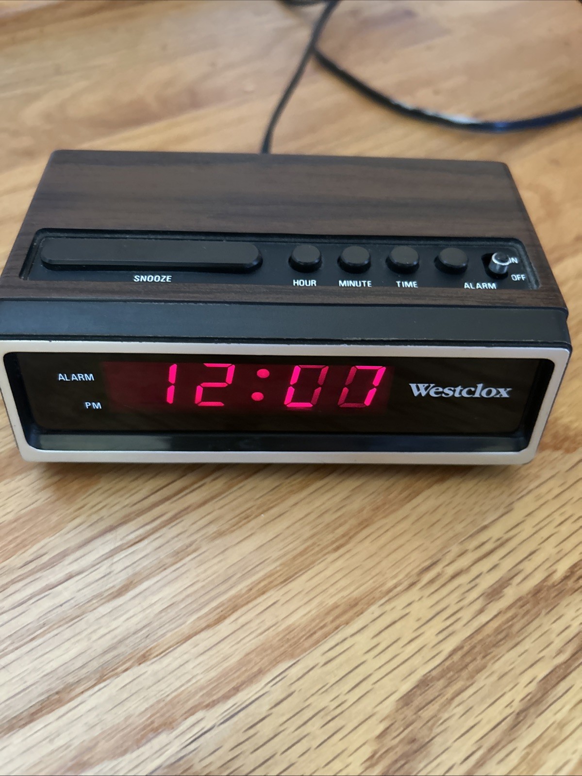 Westclox Digital Alarm Clock Vintage Wood Grain Retro Model 22651 Tested