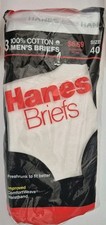 VTG New Old Stock 1987 3-Pack Of Men  s Hanes Briefs Size 40 Sealed Package White
