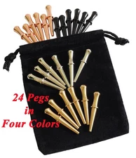 Metal Cribbage Pegs, 1 3/8” tall, Tapered for 1/8” holes, Set of 24, in 4 colors