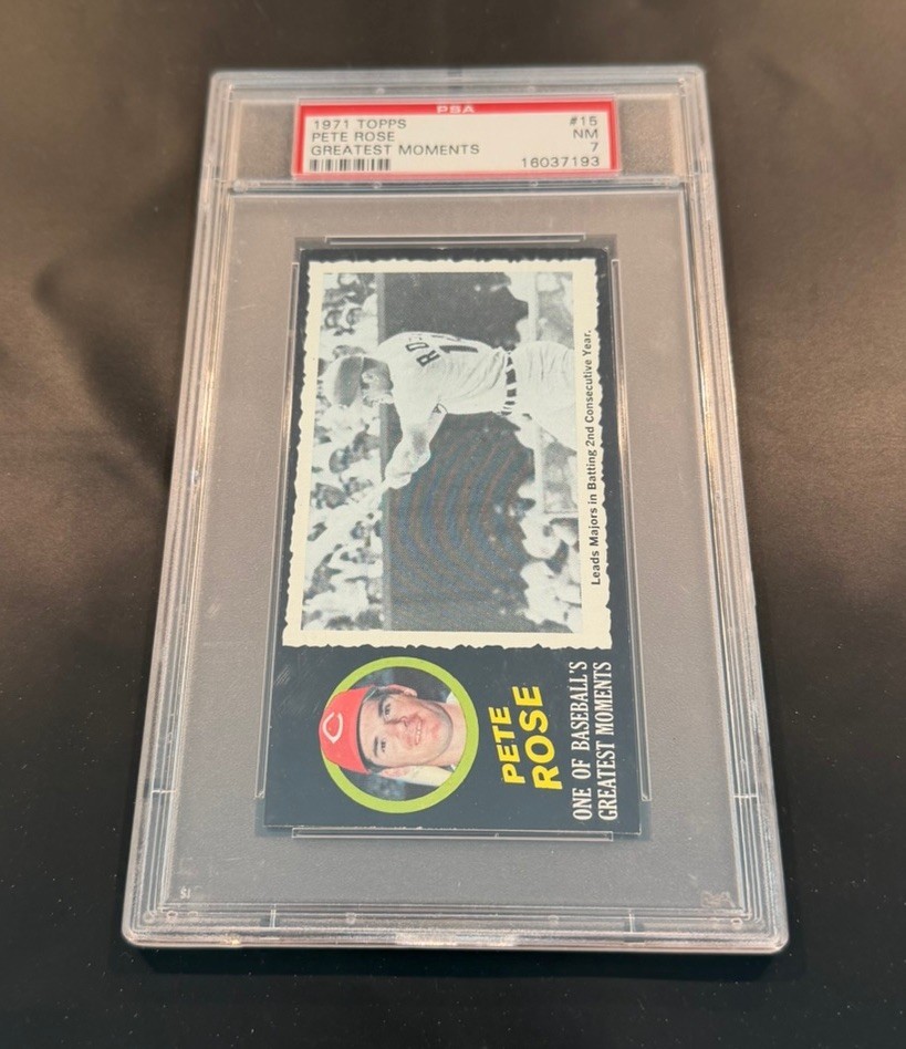 Pete Rose #15 Baseball Cards 1971 Topps Greatest Moments trading card — raw and PSA graded price guide