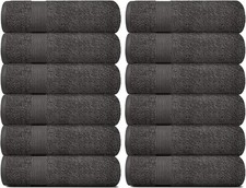 Soft Washcloths set 12x12 Inch Absorbent Cotton Towels Charcoal 12 Pack