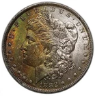 1882-O Morgan Silver Dollar Silver Coin, Gorgeous Rainbow Color BU