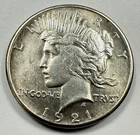 1921-P $1 Peace Dollar HIGH RELIEF 90% Silver Philadelphia US Coin - KEY DATE!